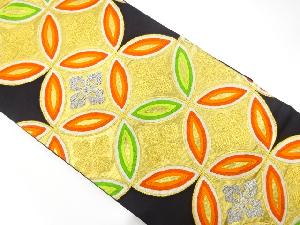 アンティーク　花七宝模様織出し袋帯（着用可）